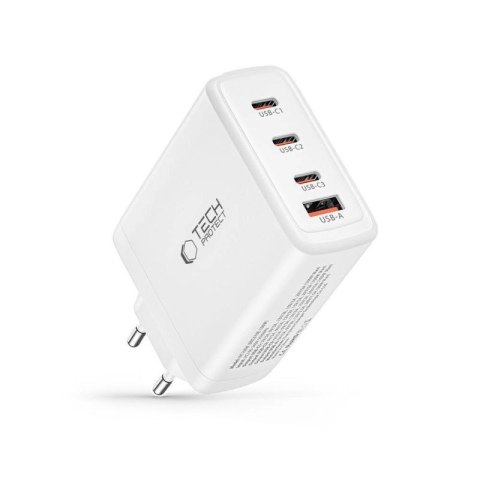 Ładowarka Tech-Protect NC100W-GAN sieciowa GaN 3x USB-C PD 100W / USB-A QC 3.0 - biała Tech-Protect