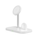 Ładowarka Tech-Protect QI15W-A22 indukcyjna MagSafe ze stojakiem 3w1 MagSafe na smartfon / Apple Watch / AirPods - biała Tech-Protect