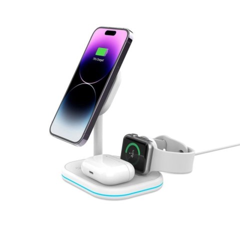 Ładowarka Tech-Protect QI15W-A27 indukcyjna 3w1 ze stojakiem z MagSafe na smartfon / Apple Watch / AirPods - biała Tech-Protect