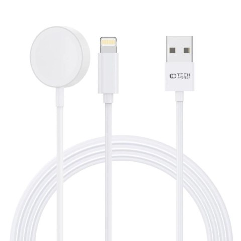 Ładowarka Tech-Protect UltraBoost 2w1 magnetyczna z kablami USB-C / Lightning do Apple Watch 1.5m - biała Tech-Protect