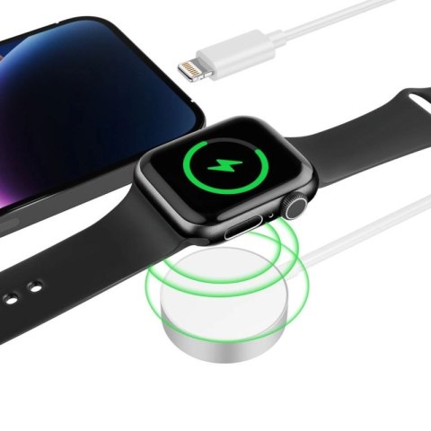 Ładowarka Tech-Protect UltraBoost 2w1 magnetyczna z kablami USB-C / Lightning do Apple Watch 1.5m - biała Tech-Protect