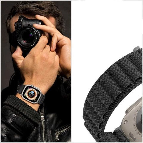Pasek Tech-Protect Nylon Pro na Apple Watch 4 / 5 / 6 / 7 / 8 / 9 / SE / Ultra 1 / 2 (42/44/45/49 mm) - czarno-pomarańczowy Tech-Protect