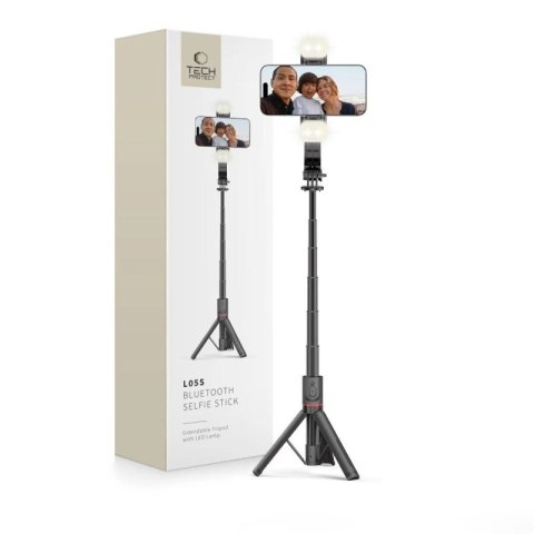 Selfie stick Tech-Protect L05S Bluetooth z tripodem do 105cm z lampą LED - czarny Tech-Protect