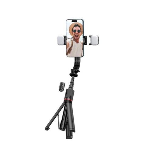 Selfie stick Tech-Protect L05S Bluetooth z tripodem do 105cm z lampą LED - czarny Tech-Protect