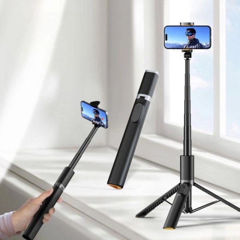 Selfie stick Tech-Protect L08S Bluetooth z pilotem, tripodem do 141cm - czarny Tech-Protect
