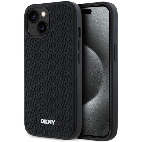 Etui DKNY 3D Rubber Repeat Pattern na iPhone 15 Plus - czarne DKNY