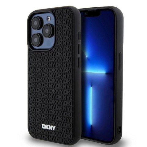Etui DKNY 3D Rubber Repeat Pattern na iPhone 15 Pro - czarne DKNY