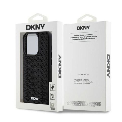 Etui DKNY 3D Rubber Repeat Pattern na iPhone 15 Pro - czarne DKNY