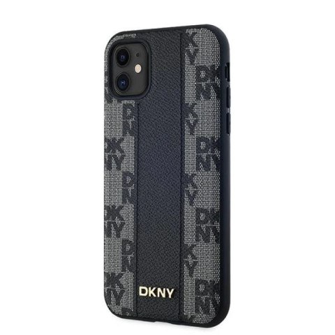 Etui DKNY Leather Checkered Mono Pattern MagSafe na iPhone 11 / Xr - czarne DKNY