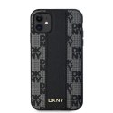 Etui DKNY Leather Checkered Mono Pattern MagSafe na iPhone 11 / Xr - czarne DKNY