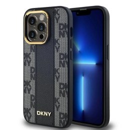 Etui DKNY Leather Checkered Mono Pattern MagSafe na iPhone 13 Pro Max - czarne DKNY