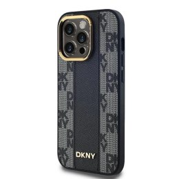 Etui DKNY Leather Checkered Mono Pattern MagSafe na iPhone 13 Pro Max - czarne DKNY