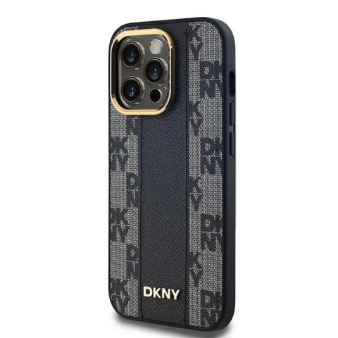 Etui DKNY Leather Checkered Mono Pattern MagSafe na iPhone 13 Pro Max - czarne DKNY