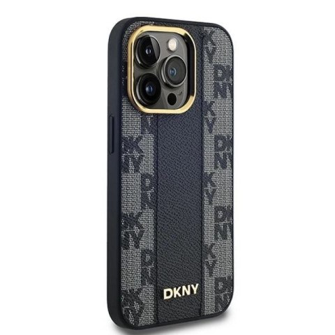 Etui DKNY Leather Checkered Mono Pattern MagSafe na iPhone 14 Pro Max - czarne DKNY