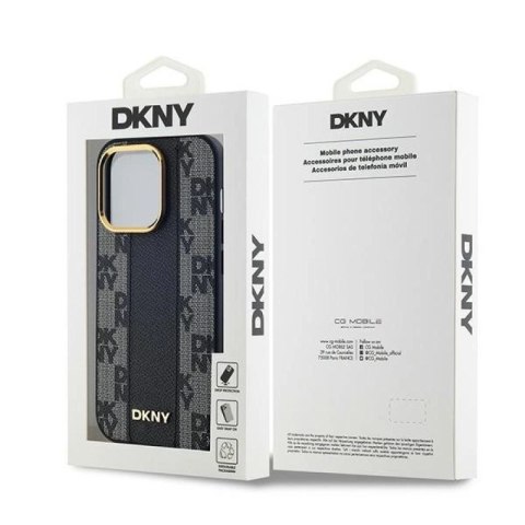 Etui DKNY Leather Checkered Mono Pattern MagSafe na iPhone 14 Pro Max - czarne DKNY