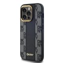 Etui DKNY Leather Checkered Mono Pattern MagSafe na iPhone 14 Pro - czarne DKNY