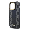 Etui DKNY Leather Checkered Mono Pattern MagSafe na iPhone 14 Pro - czarne DKNY
