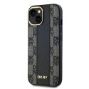 Etui DKNY Leather Checkered Mono Pattern MagSafe na iPhone 15 Plus / 14 Plus - czarne DKNY