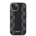 Etui DKNY Leather Checkered Mono Pattern MagSafe na iPhone 15 Plus / 14 Plus - czarne DKNY