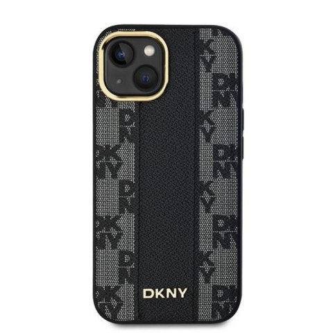 Etui DKNY Leather Checkered Mono Pattern MagSafe na iPhone 15 Plus / 14 Plus - czarne DKNY