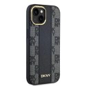 Etui DKNY Leather Checkered Mono Pattern MagSafe na iPhone 15 Plus / 14 Plus - czarne DKNY