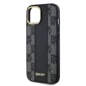 Etui DKNY Leather Checkered Mono Pattern MagSafe na iPhone 15 Plus / 14 Plus - czarne DKNY