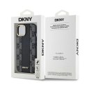 Etui DKNY Leather Checkered Mono Pattern MagSafe na iPhone 15 Plus / 14 Plus - czarne DKNY