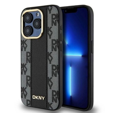Etui DKNY Leather Checkered Mono Pattern MagSafe na iPhone 15 Pro Max - czarne DKNY