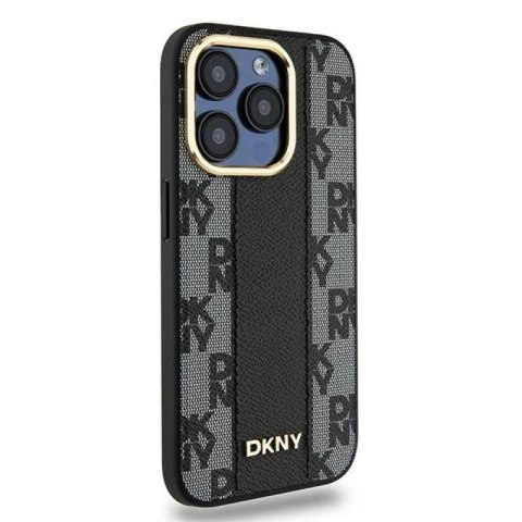 Etui DKNY Leather Checkered Mono Pattern MagSafe na iPhone 15 Pro Max - czarne DKNY