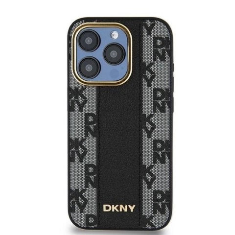 Etui DKNY Leather Checkered Mono Pattern MagSafe na iPhone 15 Pro - czarne DKNY