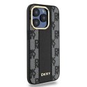 Etui DKNY Leather Checkered Mono Pattern MagSafe na iPhone 15 Pro - czarne DKNY