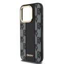 Etui DKNY Leather Checkered Mono Pattern MagSafe na iPhone 15 Pro - czarne DKNY