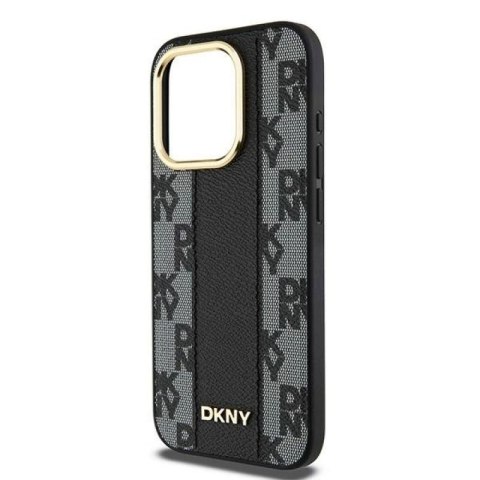 Etui DKNY Leather Checkered Mono Pattern MagSafe na iPhone 15 Pro - czarne DKNY
