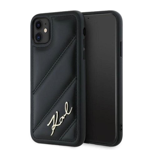 Etui Karl Lagerfeld Diagonal Quilted Script na iPhone 11 / Xr - czarne Karl Lagerfeld