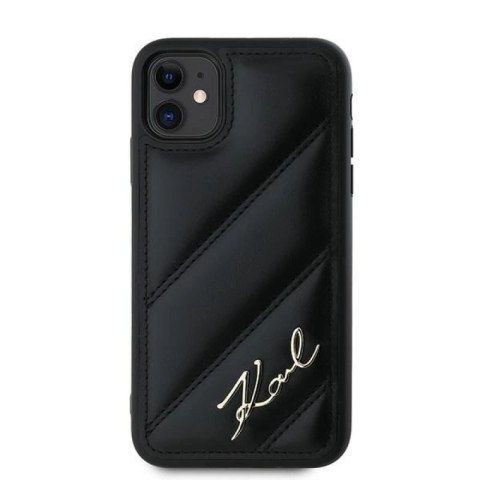 Etui Karl Lagerfeld Diagonal Quilted Script na iPhone 11 / Xr - czarne Karl Lagerfeld