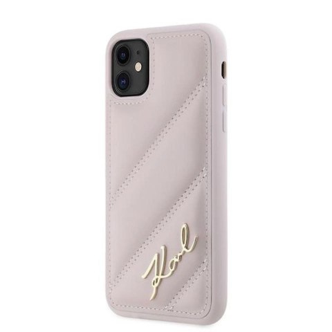 Etui Karl Lagerfeld Diagonal Quilted Script na iPhone 11 / Xr - różowe Karl Lagerfeld