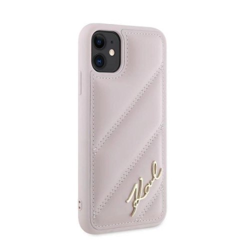 Etui Karl Lagerfeld Diagonal Quilted Script na iPhone 11 / Xr - różowe Karl Lagerfeld