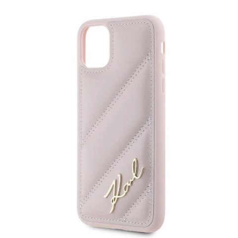 Etui Karl Lagerfeld Diagonal Quilted Script na iPhone 11 / Xr - różowe Karl Lagerfeld