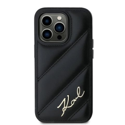 Etui Karl Lagerfeld Diagonal Quilted Script na iPhone 13 Pro Max - czarne Karl Lagerfeld