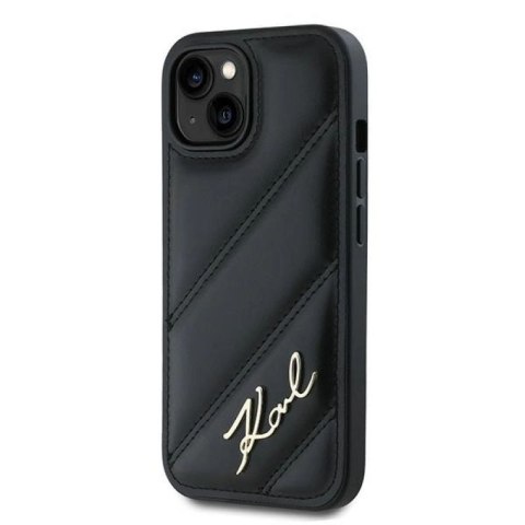 Etui Karl Lagerfeld Diagonal Quilted Script na iPhone 14 / 15 / 13 - czarne Karl Lagerfeld
