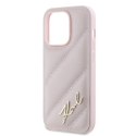 Etui Karl Lagerfeld Diagonal Quilted Script na iPhone 14 Pro Max - różowe Karl Lagerfeld
