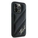 Etui Karl Lagerfeld Diagonal Quilted Script na iPhone 14 Pro - czarne Karl Lagerfeld