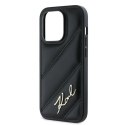 Etui Karl Lagerfeld Diagonal Quilted Script na iPhone 14 Pro - czarne Karl Lagerfeld