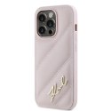 Etui Karl Lagerfeld Diagonal Quilted Script na iPhone 14 Pro - różowe Karl Lagerfeld