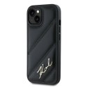 Etui Karl Lagerfeld Diagonal Quilted Script na iPhone 15 / 14 / 13 - czarne Karl Lagerfeld
