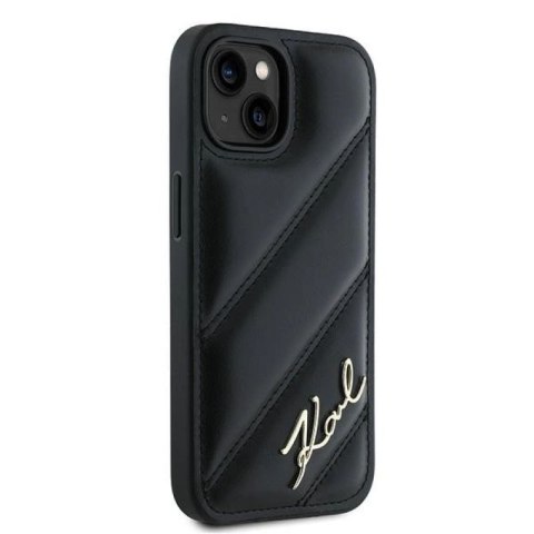 Etui Karl Lagerfeld Diagonal Quilted Script na iPhone 15 / 14 / 13 - czarne Karl Lagerfeld