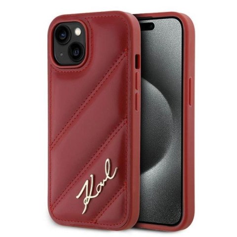 Etui Karl Lagerfeld Diagonal Quilted Script na iPhone 15 / 14 / 13 - czerwone Karl Lagerfeld