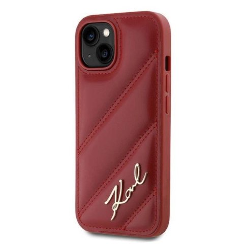 Etui Karl Lagerfeld Diagonal Quilted Script na iPhone 15 / 14 / 13 - czerwone Karl Lagerfeld