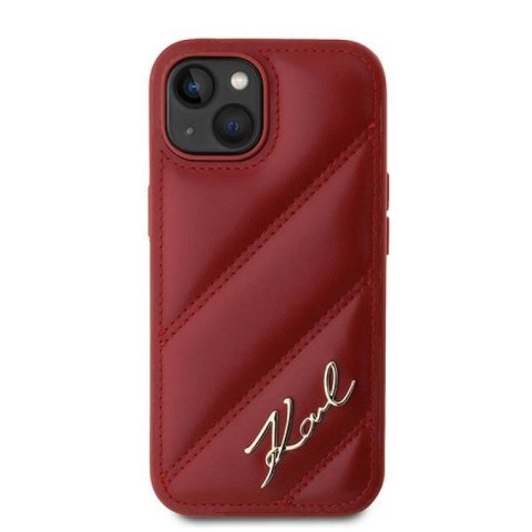 Etui Karl Lagerfeld Diagonal Quilted Script na iPhone 15 / 14 / 13 - czerwone Karl Lagerfeld