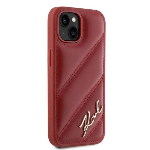 Etui Karl Lagerfeld Diagonal Quilted Script na iPhone 15 / 14 / 13 - czerwone Karl Lagerfeld